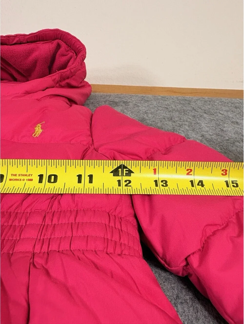 Ralph Lauren Polo Girls Baby Puffer Hooded Peplum Jacket Coat Size 9 Months Pink